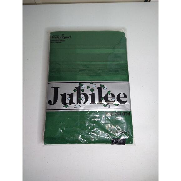 Tobin Jubilee Christmas Green Striped Tablecloth Fabric Oval 60 X 104 NOP - Picture 5 of 8